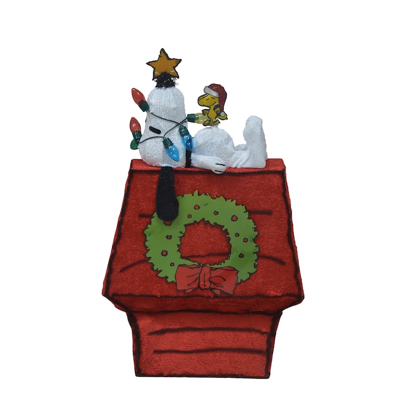26" Peanuts 3D LED Pre-lit Yard Art Snoopy on Dog House with Star