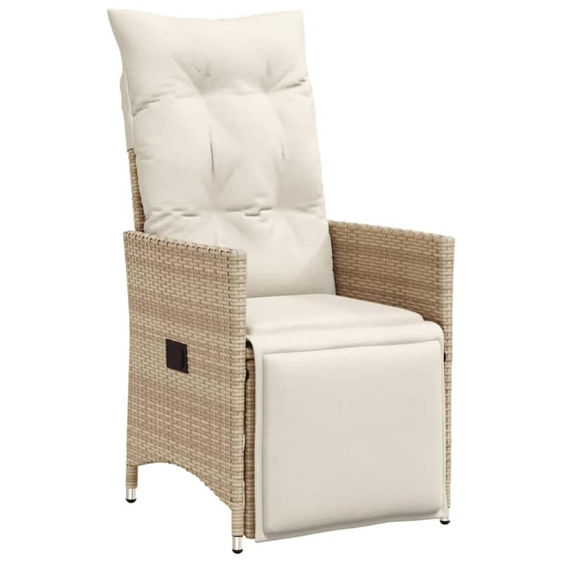 vidaXL Reclining Patio Chairs with Cushions Armchair Outdoor Seating Poly Rattan