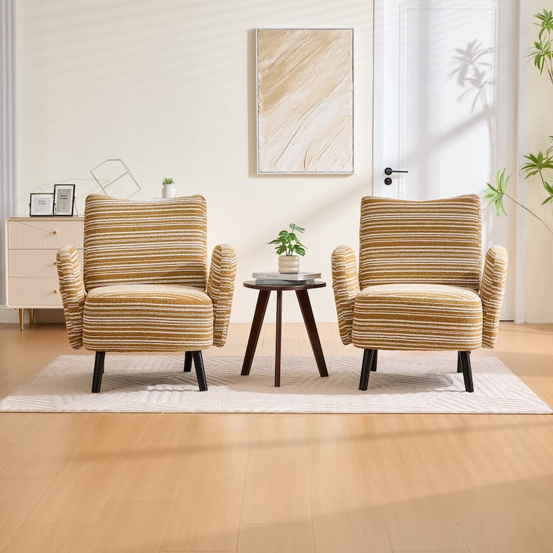 Boucle Upholstered Lounge Armchair, Reading Chair with Side Storage Pocket, Single Sofa Chair with Solid Wood Legs