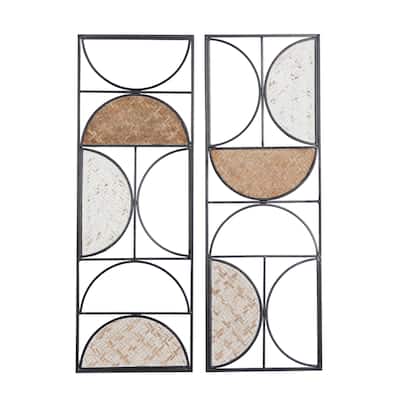 Metal Geometric Carved Designs Home Wall Decor - Set of 2 Brown - Roche River Decor