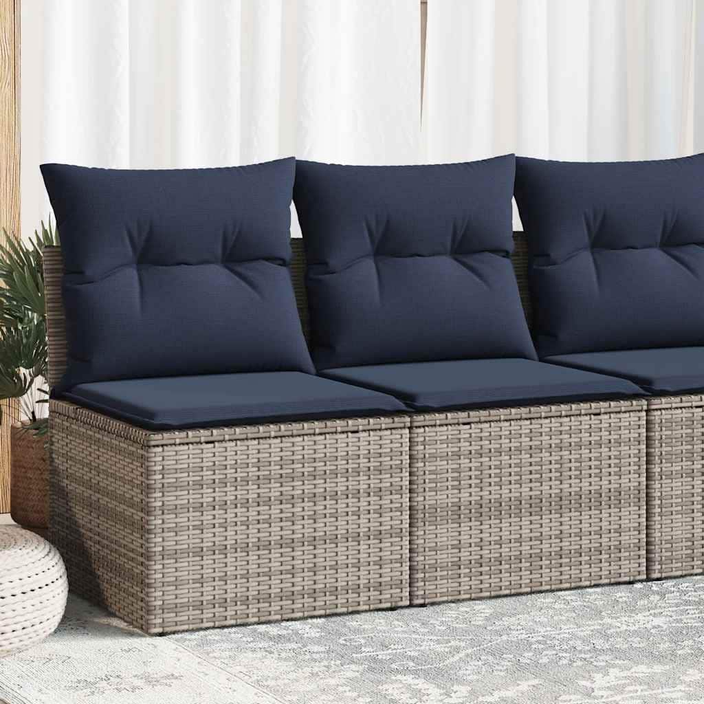 vidaXL Patio Sofa Set with Cushions Modular Sofas 2 Piece Poly Rattan Acacia - 21.7 x 24.4 x 27.2