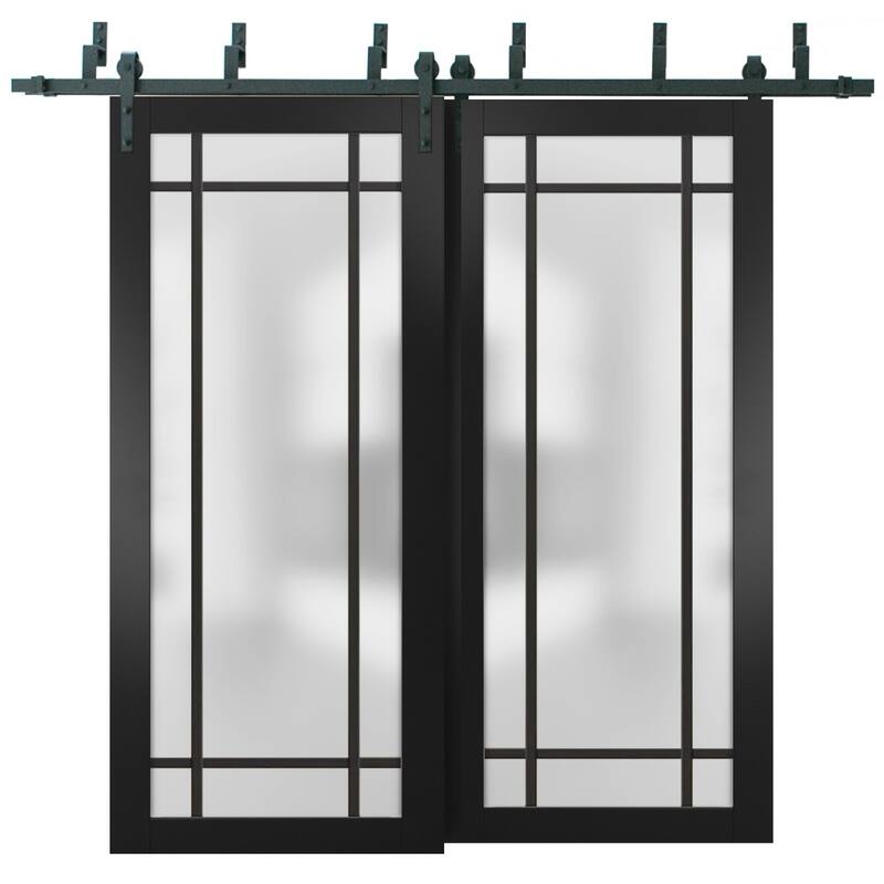 Barn Bypass Doors 36 x 80 Planum 2112 Matte Black Sturdy 6.6ft - Black - 84" x 80" ( 2* 42x80)