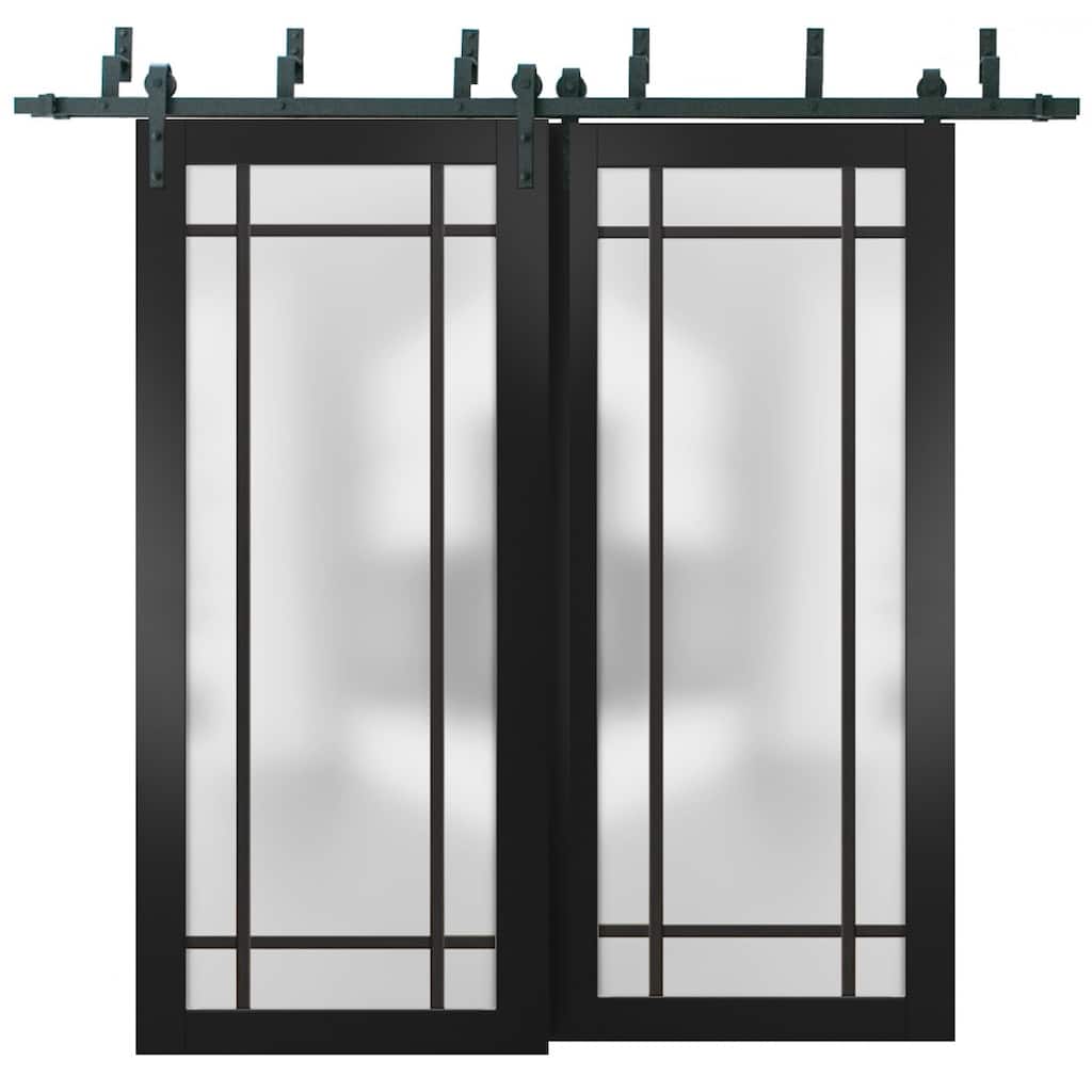 Barn Bypass Doors 36 x 80 Planum 2112 Matte Black Sturdy 6.6ft