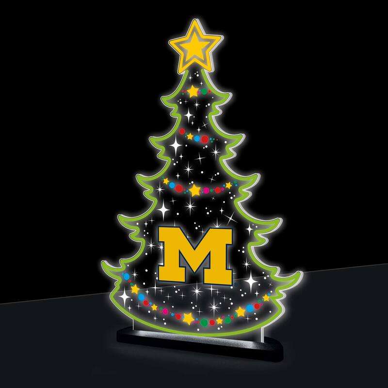 10" LED Tabletop Christmas Tree Desklite Sign, University of Michigan