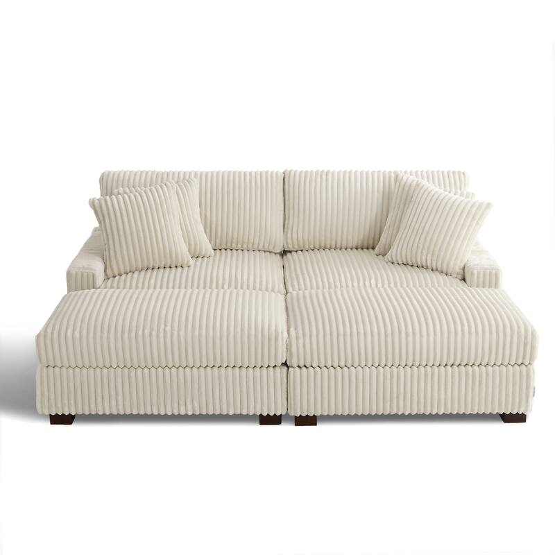83.4" W Upholstered Sectional Modular Sofa with 2 Ottoman
