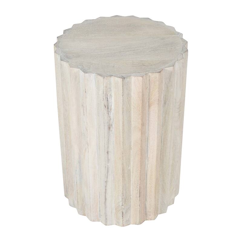 White Sand Tall Mango Wood Round Side Table