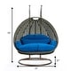 preview thumbnail 22 of 128, LeisureMod Modern 2-Person Egg Hanging Swing Chair with Beige Wicker, Oxford Fabric Cover, Patio Hammock Lounger and Cushions