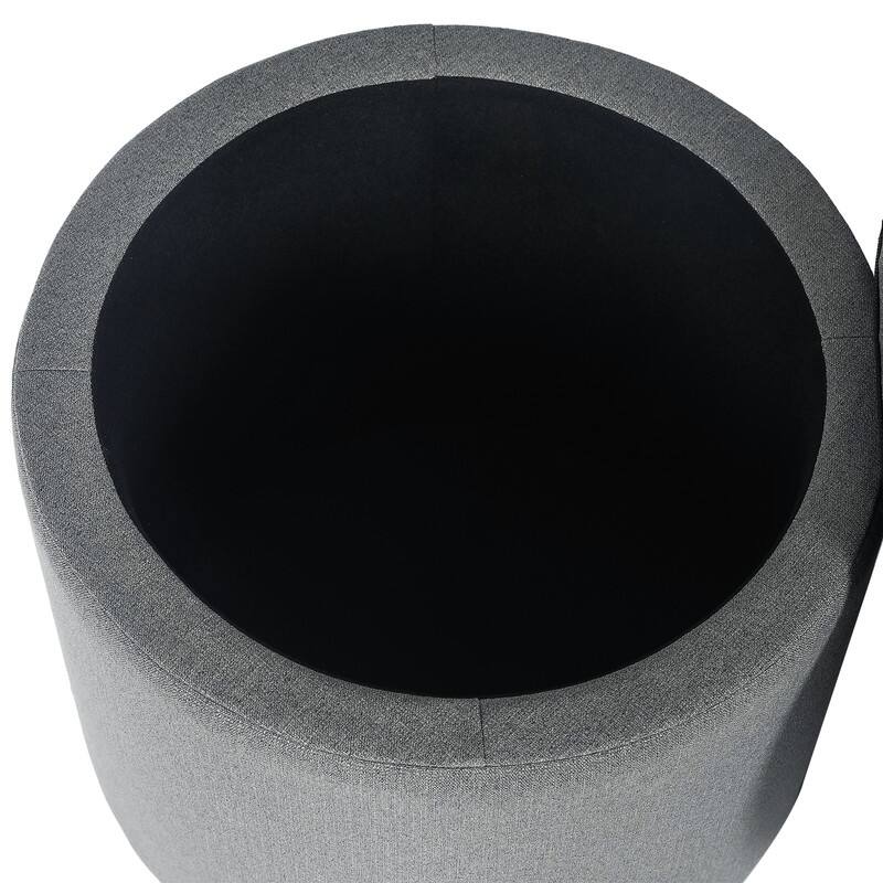 Adeco Round Storage Ottoman, Fabric Stool Footrest with Removable Lid