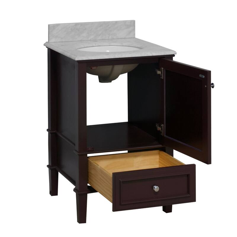 KitchenBathCollection Olivia 24" Bathroom Vanity with Carrara Marble Top
