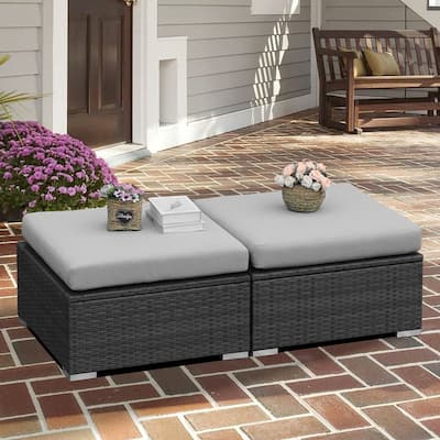 FINCATI Outdoor Sectional Conversation Set, 500 lbs Wicker Deep Seating Set, Loveseat/ Corner/ Ottoman Selectable