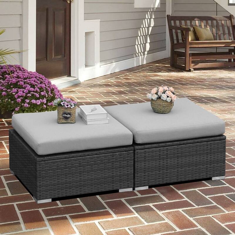 FINCATI Outdoor Sectional Conversation Set, 500 lbs Wicker Deep Seating Set, Loveseat/ Corner/ Ottoman Selectable