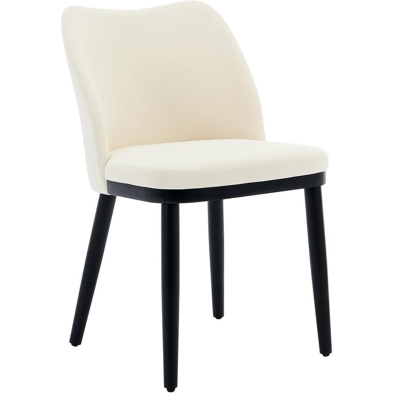 Upholstered Fabric Dining Room Side Chairs, Chair for Dining Room with Padded Seat and Wood Legs(Set of 2)