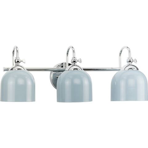 Dalton Collection Three-Light Chrome Metal Shade Bath Vanity Light - 24 in x 7.37 in x 9 in