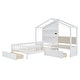 preview thumbnail 5 of 16, Twin Size House Bed with Upholstered Sofa, House Bed with Charging Station, Wireless Charging, Shelves and Two Drawers