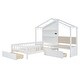 preview thumbnail 5 of 38, Twin Size House Bed with Upholstered Sofa,Charging Station,Wireless Charging,Shelves and Two Drawers