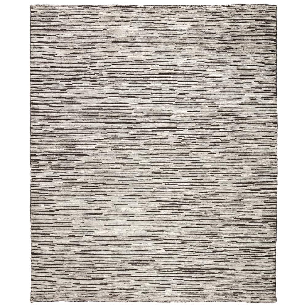 Welles Hand-Knotted Striped Dark Gray/ Ivory Area Rug