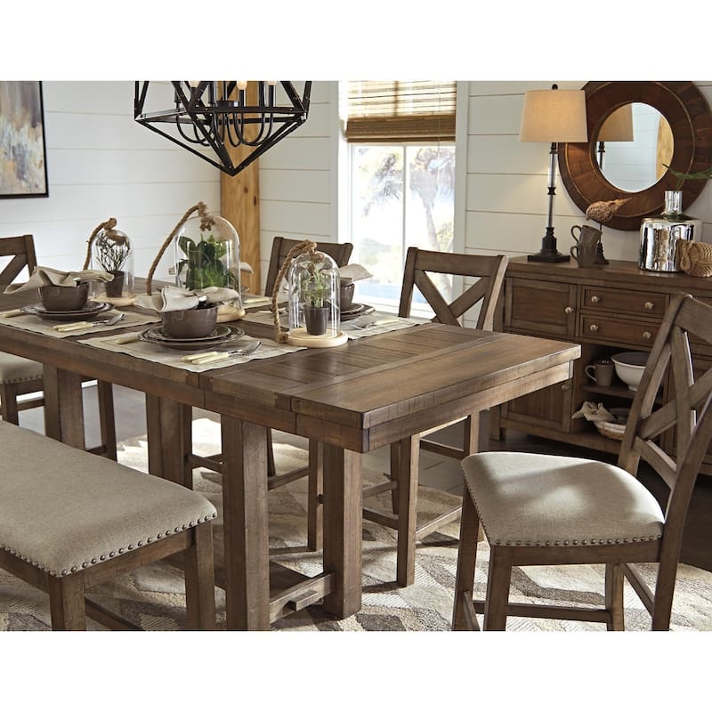 Moriville Counter Height Extension Table - Grayish Brown - 36" W x 86" D x 36" H