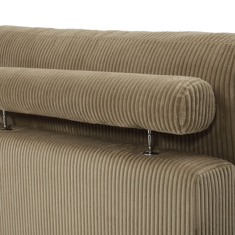 Modern Corduroy L-Shaped Sofa Chaise Lounge Couch