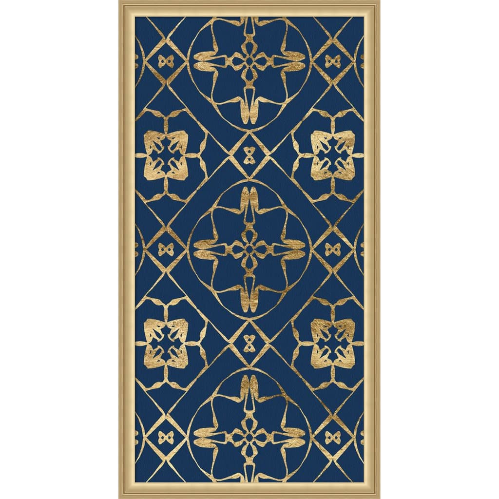 Amanti Art Framed Fabric Pinboard Motif on Blue XIII by Alonzo Saunders Printed Bulletin Board - Board Size 16 x 32