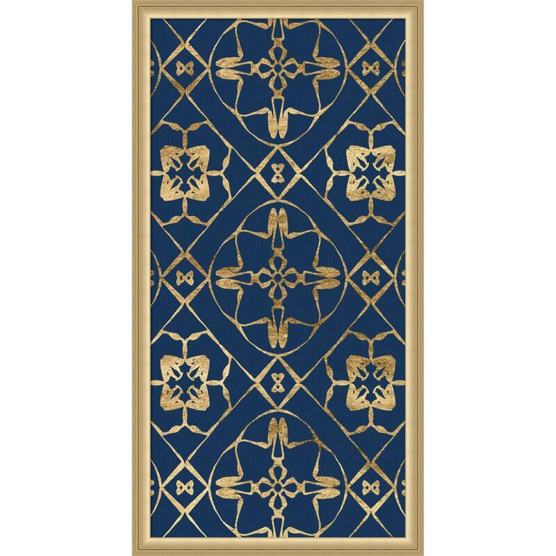 Amanti Art Framed Fabric Pinboard Motif on Blue XIII by Alonzo Saunders Printed Bulletin Board - Board Size 16 x 32