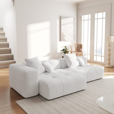92.04" Linen Modular Sofa Chaise Sectional Sofa with Pillows