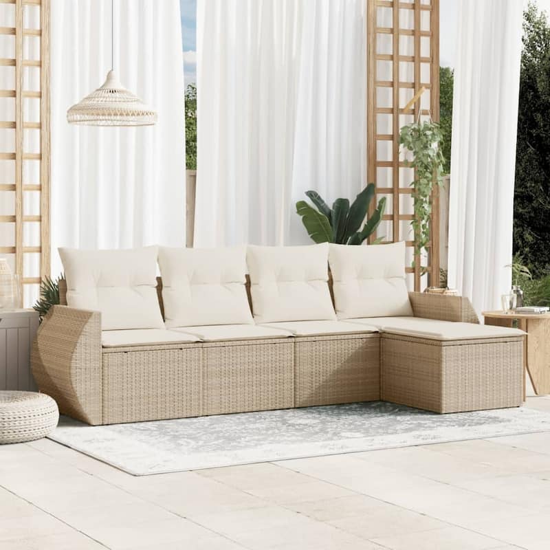 vidaXL Garden Sofa Set - 21.7 x 21.7 x 14.6 - Beige and cream With table