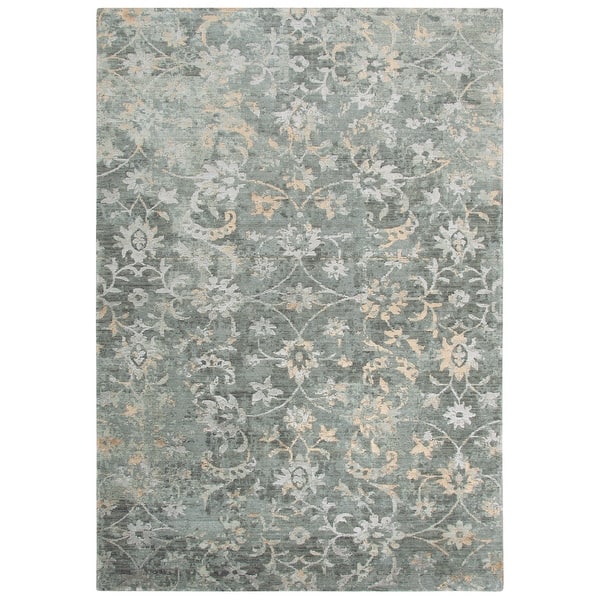 slide 2 of 5, Alora Decor Radiant Modern Hand Knotted New Zealand Wool Floral Rug 10' x 13' - Grey