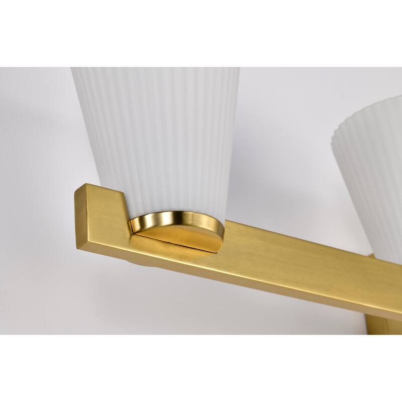 Royale 4 Light Vanity Burnished Brass Finish Ribbed White Glass - Burnished Brass