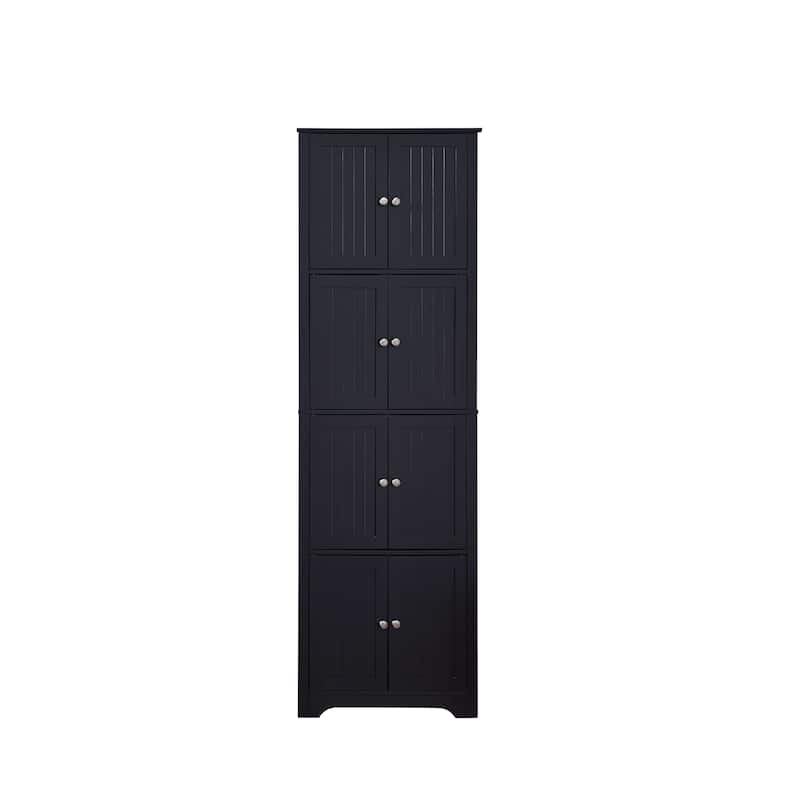 4-Tier Corner Kitchen Pantry Storage Cabinet with 8 Doors, Black