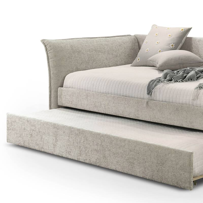 Furniture of America Gestin Modern Twin Upholstered Daybed with Trundle