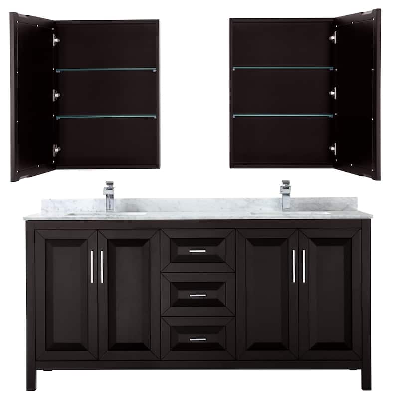 Daria 72-inch Double Vanity, Marble Top, Medicine Cabinets