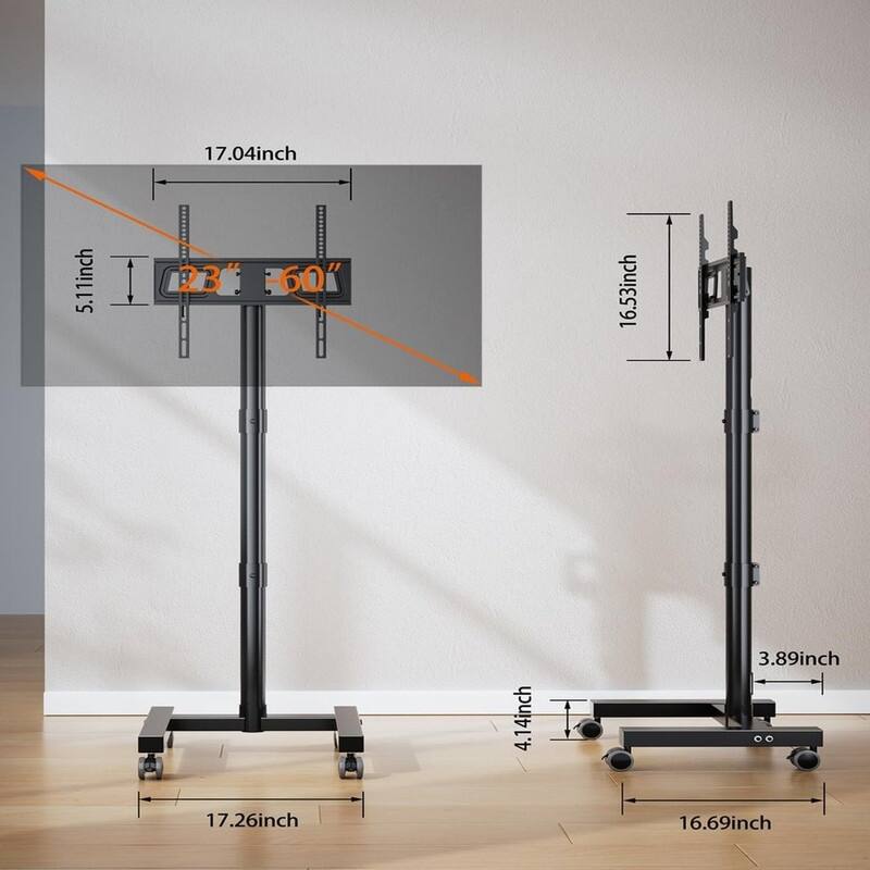 FORGING MOUNT Mobile TV Cart with Wheels