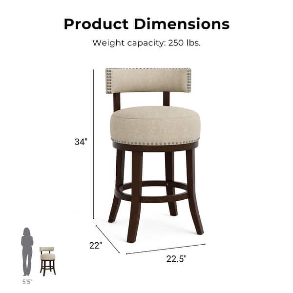dimension image slide 0 of 6, Furniture of America Fendeson Transitional Nailhead Swivel Barstool (Set of 2)