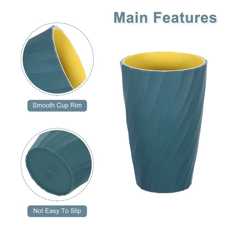 2Pcs Striped Drinking Cups Unbreakable Bathroom Cup Toothbrush Holder