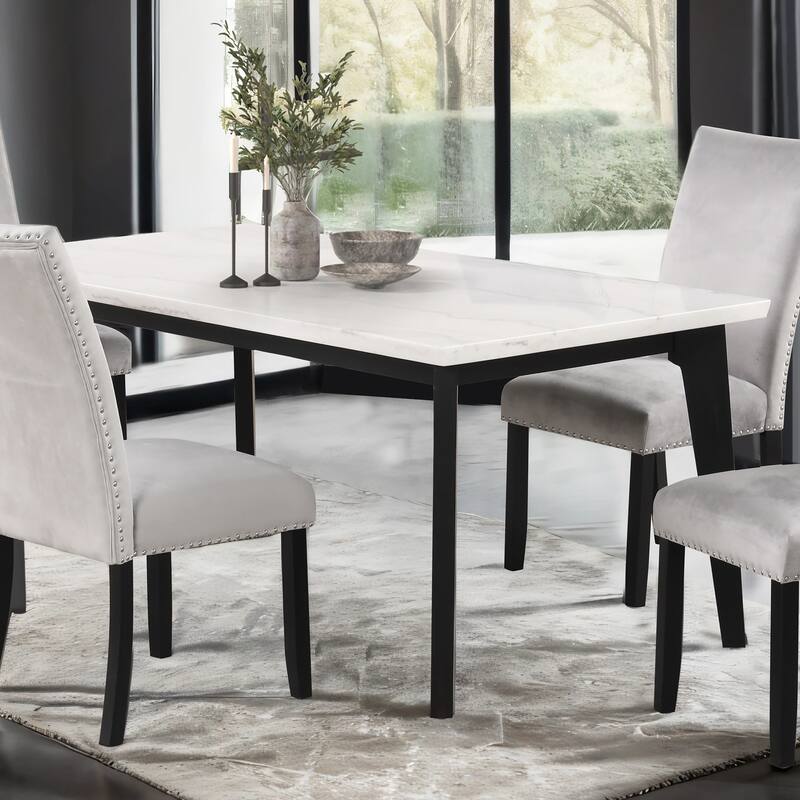 Furniture of America Fieny Modern Genuine White Marble 70-inch Dining Table