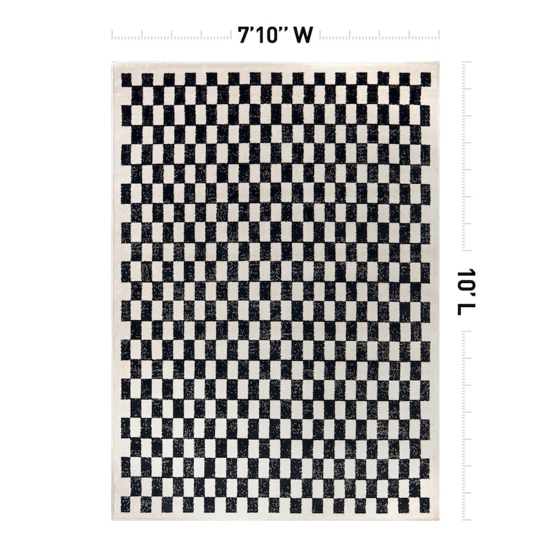Contemporary Checkered Stylish Area Rug, Pet Friendly for Any Room