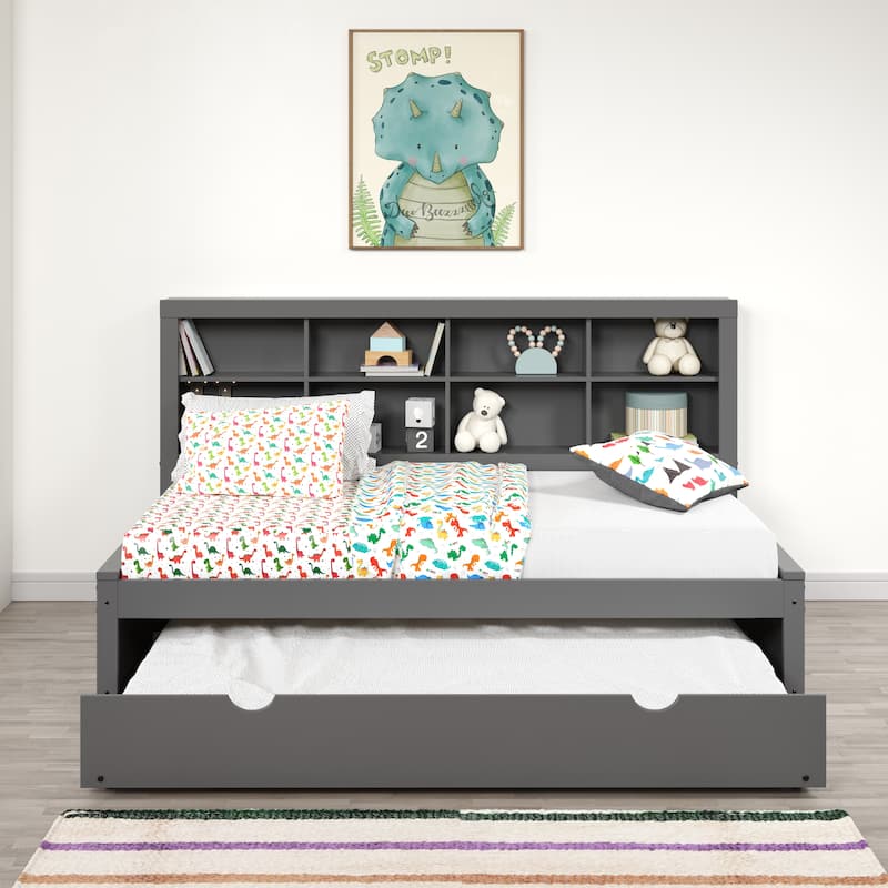 Twin Bookcase Daybed in Dark Grey with optional Trundle or Drawers