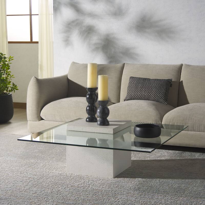 SAFAVIEH Couture Sophibeth Concrete Coffee Table - 39"W x 39"D x 15"H