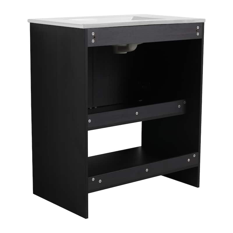 30" Bathroom Vanity with Ceramic Sink, 2 Soft Closing Doors, Freestanding Bathroom Cabinet Vanity