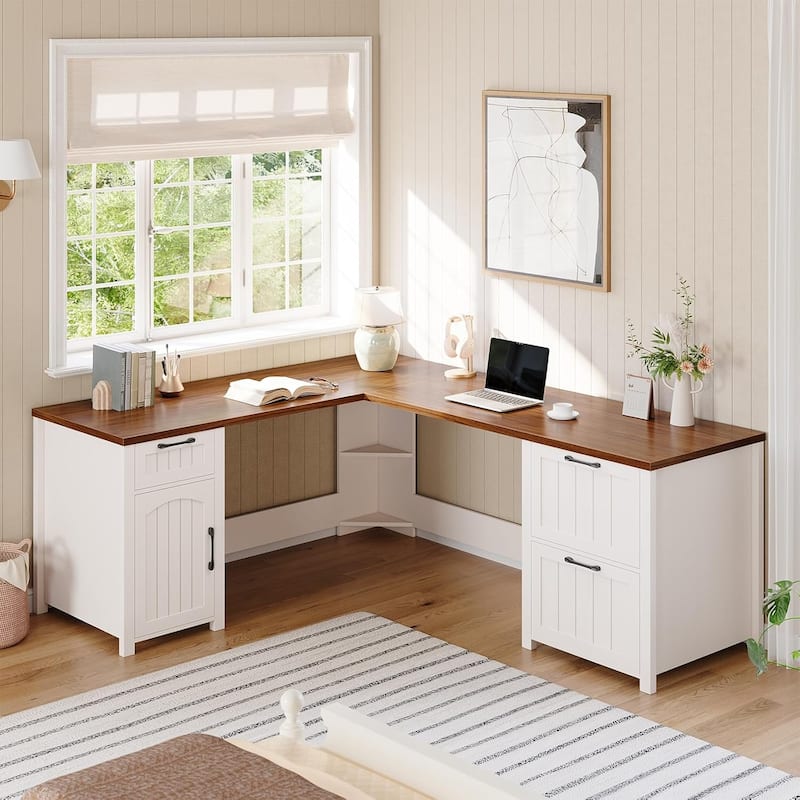 Executive L Shaped Desk Office Desk Drawers Storage Drawers Cabinet