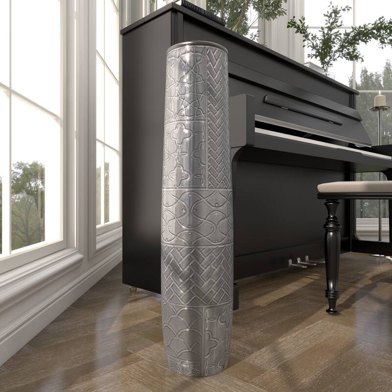 Gray Ceramic Vase with Varying Patterns