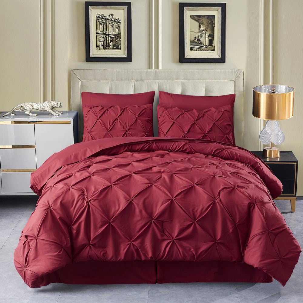 8 Piece Pintuck Comforter Set with Sheets