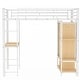 preview thumbnail 17 of 15, White Twin Loft Bed with Desk and Built-in Wardrobe, Metal High Loft Bed with Storage Shelves, Clothes Rail,Built-in Curtains