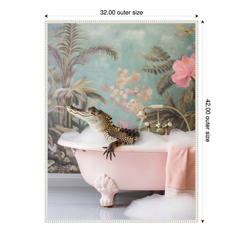 Clean Croc by Niky Rahner Framed Canvas Wall Art - 32 x 42 in