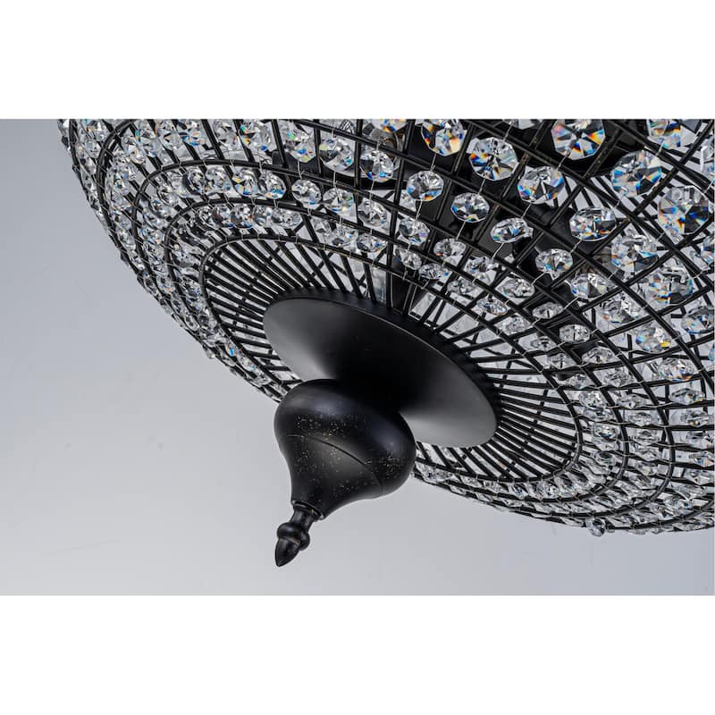 Retro French 4/5-Light Antique Brass Globe Crystal Chandelier for Living/Dining Room