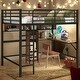 preview thumbnail 1 of 13, Artsy Full Size Metal & Wood Loft Bed with L -shaped desk and shelves, Sturdy Construction & Safety Guaranteed, Black and Brown Black