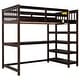 preview thumbnail 70 of 82, Space-Saving Loft Bed with Storage Shelves and Desk, Solid Wood Loft Bed Frame with Ladder and Guardrail for Kids Teens Adults