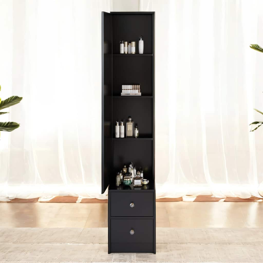 Stylish Dresser Mirror Cabinet with Storage, 11.8x15.7x63", Full Body