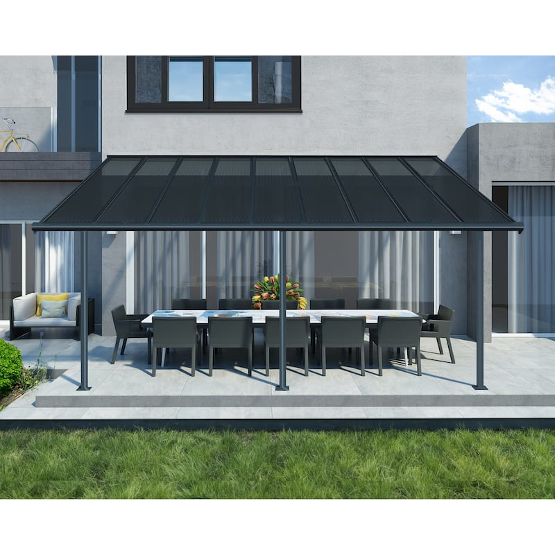 Sierra 10 ft. Gray/Gray Aluminum Patio Cover - 10 ft. x 18 ft.