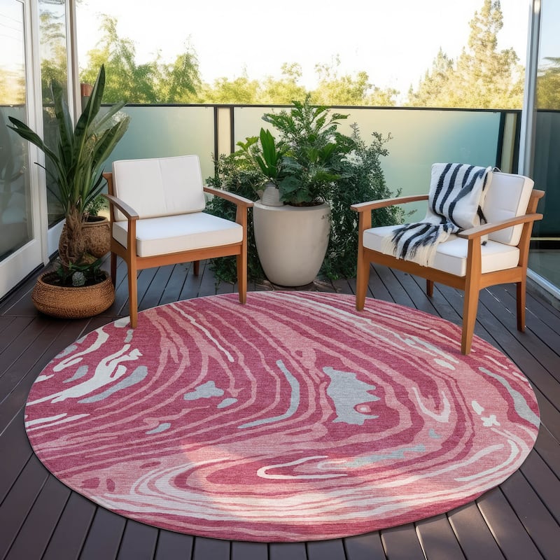 Machine Washable Indoor/ Outdoor Abstract Brushstrokes Chantille Rug